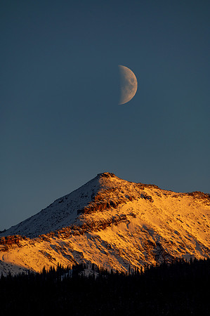 Mountains and Moonset